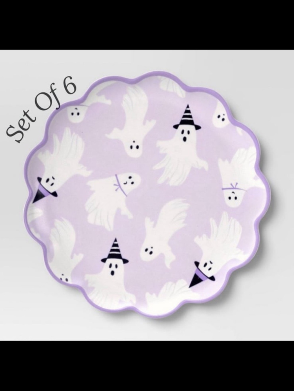 10.5" Halloween Melamine Ghost Dinner Plates •Set of 6•